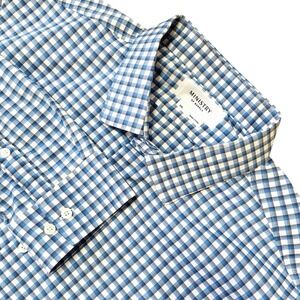 Ministry of Supply Performance Button Up Mens XXL Blue Check Long Sleeve Shirt